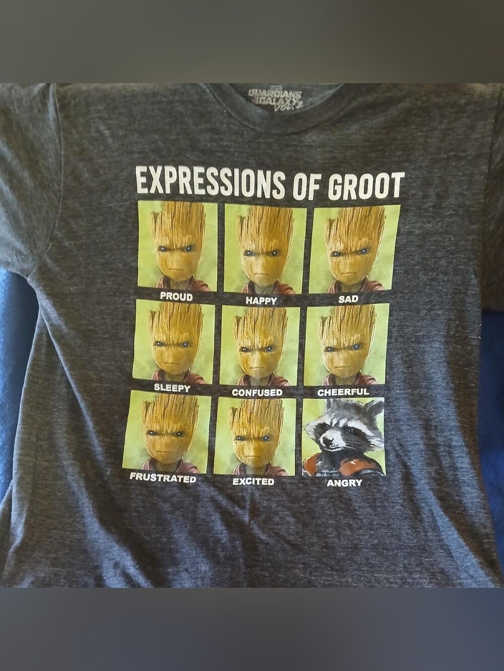 Marvel Guardians of the Galaxy "Expressions of Groot" T-Shirt Size Large